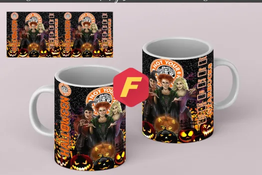 Free Halloween hocuspocus Mug Sublimation Template - Sublimation Designs - 11Oz Mug - 15Oz Mug PNG Mug Templates - Cricut Mug Press Designs Wrap