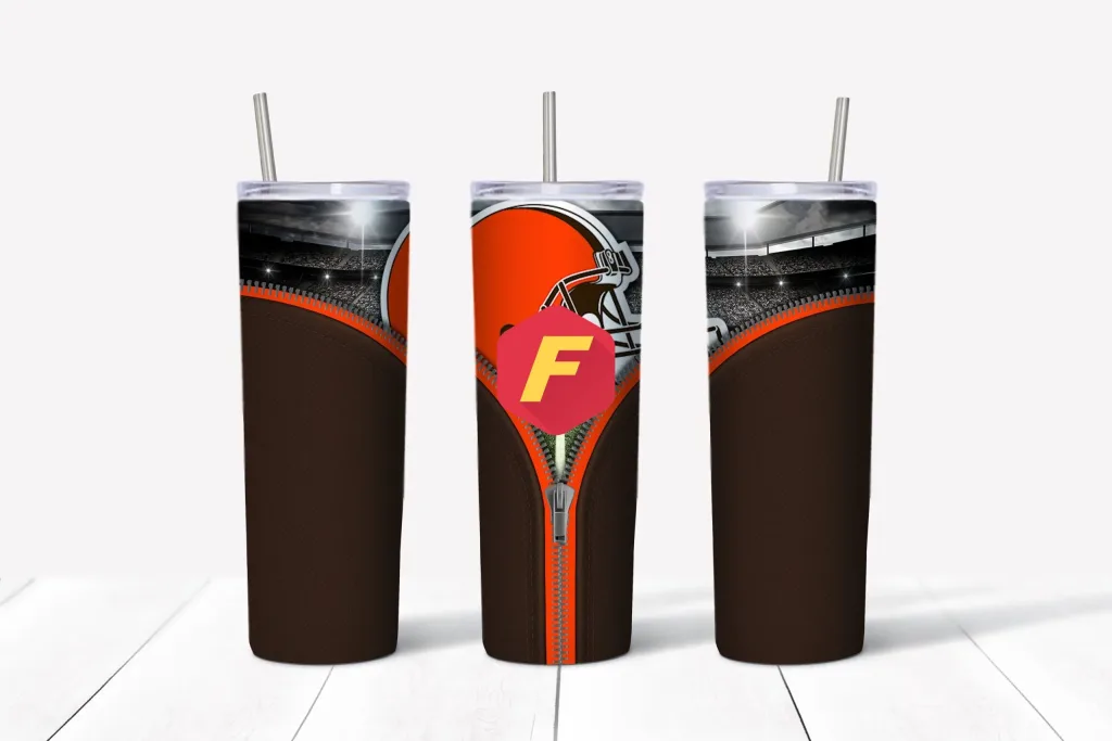 Free Cleveland Browns Zipper NFL tumbler 20oz Straight / Tapered Tumbler Design Template for Sublimation - Full Tumbler Wrap - PNG Download