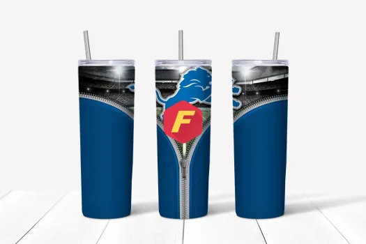 Free Detroit Lions Zipper NFL tumbler 20oz Straight / Tapered Tumbler Design Template for Sublimation - Full Tumbler Wrap - PNG | Ready to press