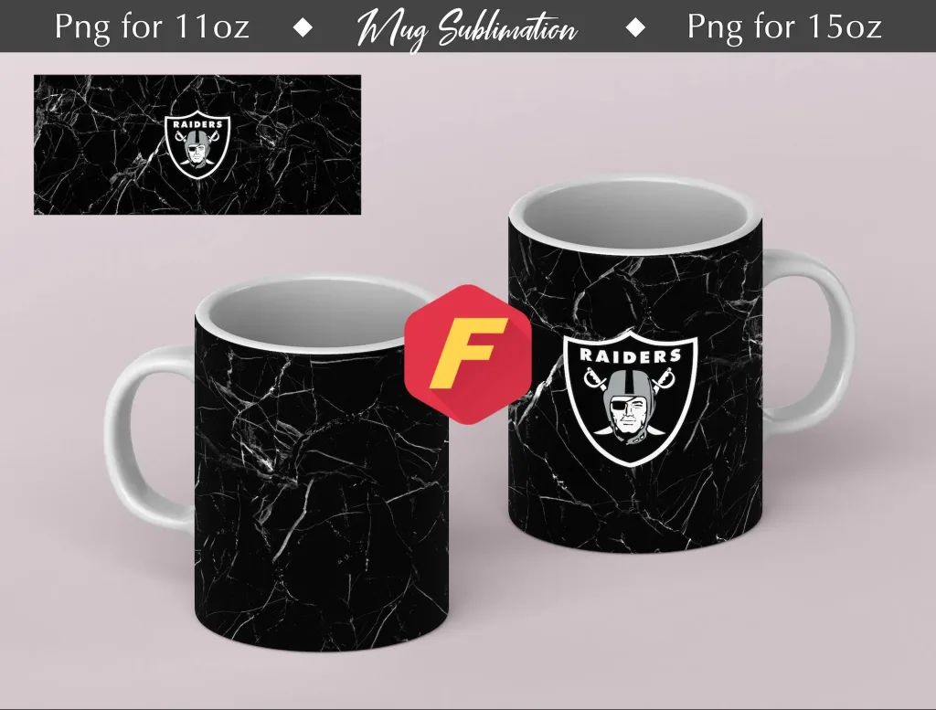 Free Raiders Nfl Mug Sublimation Template - Mug Sublimation Designs - 11Oz Mug - 15Oz Mug PNG Mug Templates - Cricut Mug Press Designs Wrap