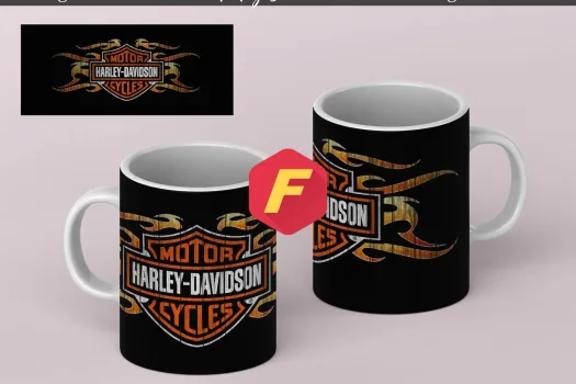 Free Harley Davidson black Mug Sublimation Template - Mug Sublimation Designs -11Oz Mug-15Oz Mug PNG Mug Templates- Cricut Mug Press Designs Wrap