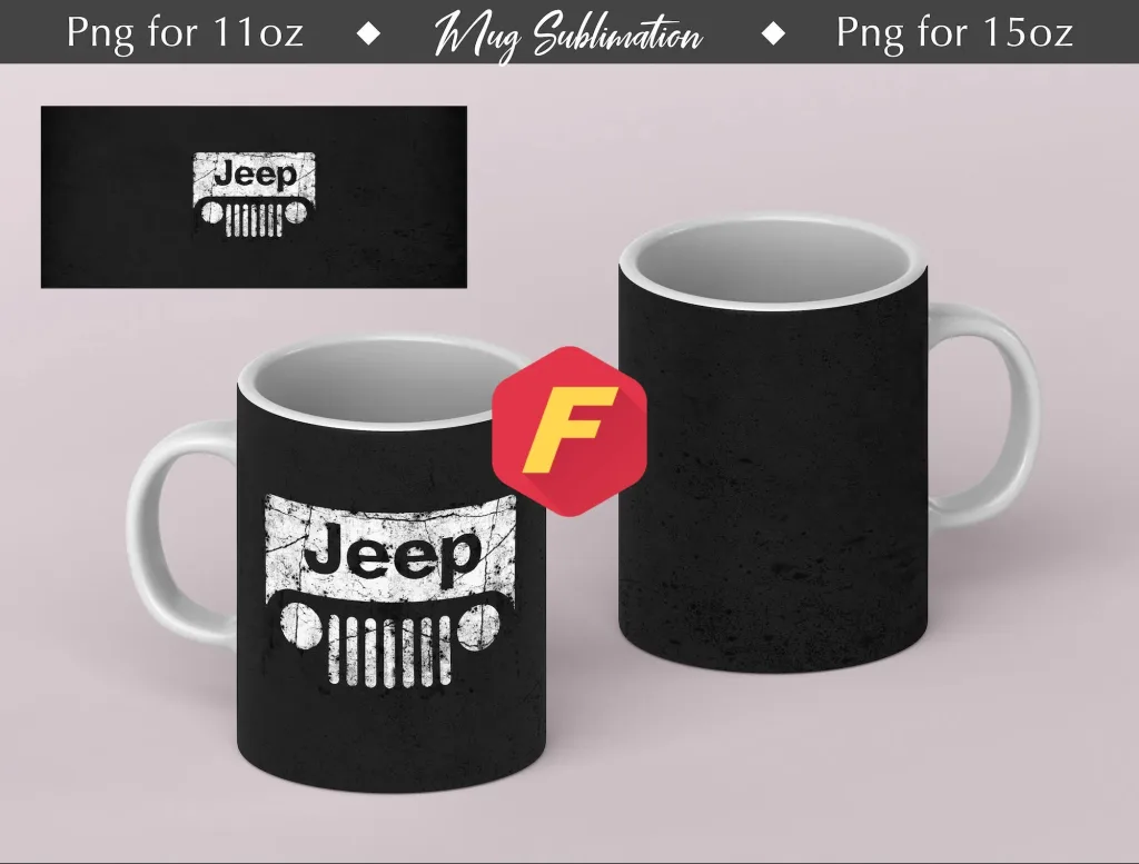 Free Jeep Mug Sublimation Template - Mug Sublimation Designs - 11Oz Mug - 15Oz Mug PNG Mug Templates - Cricut Mug Press Designs Wrap