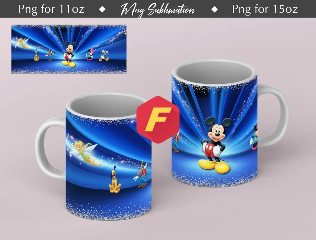 Free Mickey and friends Mug Sublimation Template -Mug Sublimation Designs - 11Oz Mug - 15Oz Mug PNG Mug Templates - Cricut Mug Press Designs Wrap