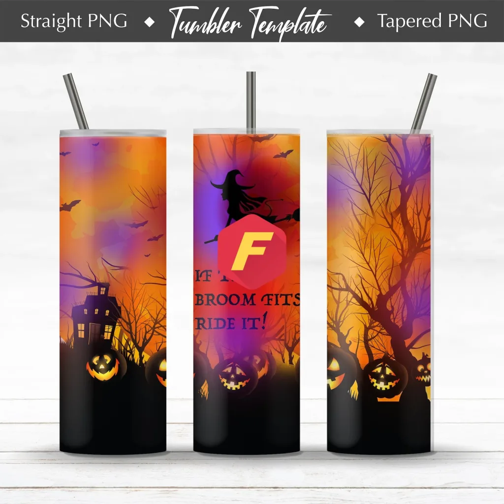 Free Halloween broom 20oz Straight/ Tapered Design Template for Sublimation  Full Tumbler Wrap  Halloween Horror Movie Killers