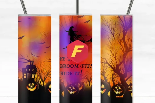 Free Halloween broom 20oz Straight/ Tapered Design Template for Sublimation  Full Tumbler Wrap  Halloween Horror Movie Killers