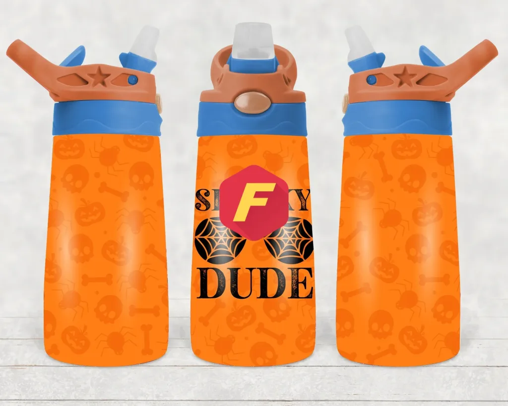 Free Spooky dude 12oz Flip top Design, Flip Top Sippy cup Template for Sublimation, Tumbler Wrap, PNG Digital Download