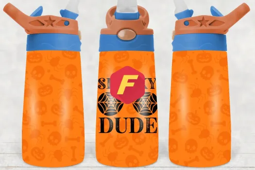 Free Spooky dude 12oz Flip top Design, Flip Top Sippy cup Template for Sublimation, Tumbler Wrap, PNG Digital Download