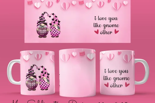 Free 11 & 15oz valentine love gnome like no other Coffee Mug Sublimation Template - Cricut Mug Press Wrap PNG - valentines day wrap - MUG png