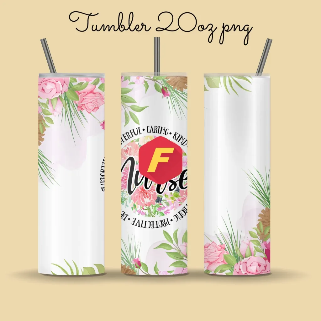 Free Nurse qualities floral tumbler 20oz skinny tumbler sublimation png | Sublimation Designs Downloads ready to press straight tapered full wrap