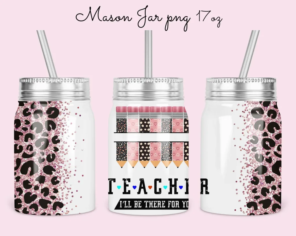 Free 17oz Mason Jar Tumbler Sublimation Design Template, Teacher life Glitter Design, Teacher quote Digital Instant Download PNG
