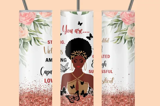 Free Black Woman PNG, Black Woman Tumbler, Afro Queen PNG, Melanin Girl, Black Queen positive quote 20oz skinny Tumbler Sublimation, Digital File