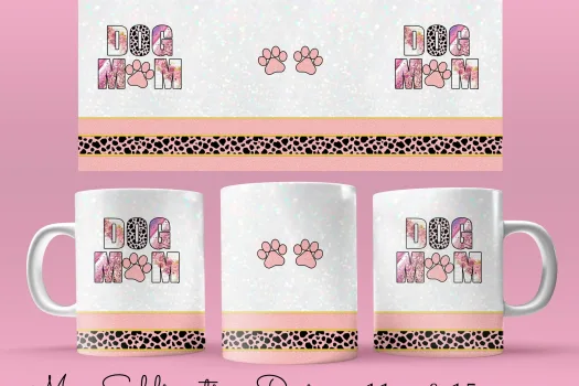 Free Dog mom Mug Sublimation Template | cute paws coffee mug png - Cricut Mug Press Sublimation design Wrap - mothers day Mug PNG download 2022