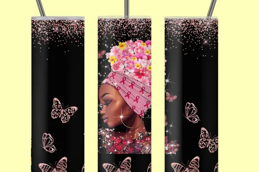 Free Afro Girl PNG, Black Queen Tumbler, Glitter butterfly Melanin Girl, Black Queen 20oz skinny Tumbler Sublimation design instant download