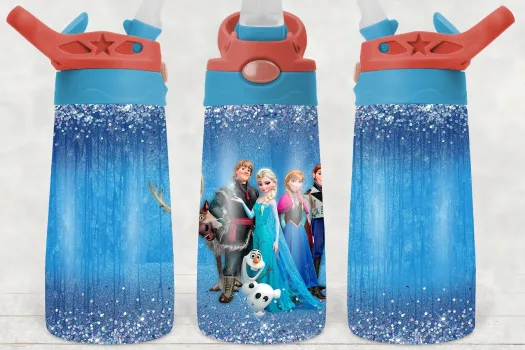 Free Frozen 12oz flip top tumbler Sublimation design, kids tumbler Sublimation designs download kids water bottle tumbler cartoon princess design