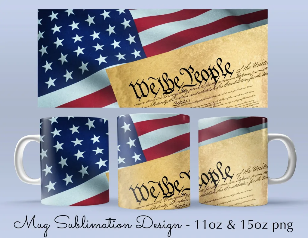 Free We the People 11oz & 15oz Mug Sublimation design - Cricut Mug Press svg template | sublimate mug png download - American Constitution mug