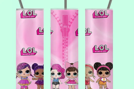 Free LOL Surprise dolls 20oz Skinny Tumbler Design Template for Sublimation - Full Tumbler Wrap - PNG Download