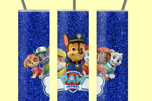 Free Paw Patrol 20oz Skinny Tumbler Design Template for Sublimation - Full Tumbler Wrap - PNG Download
