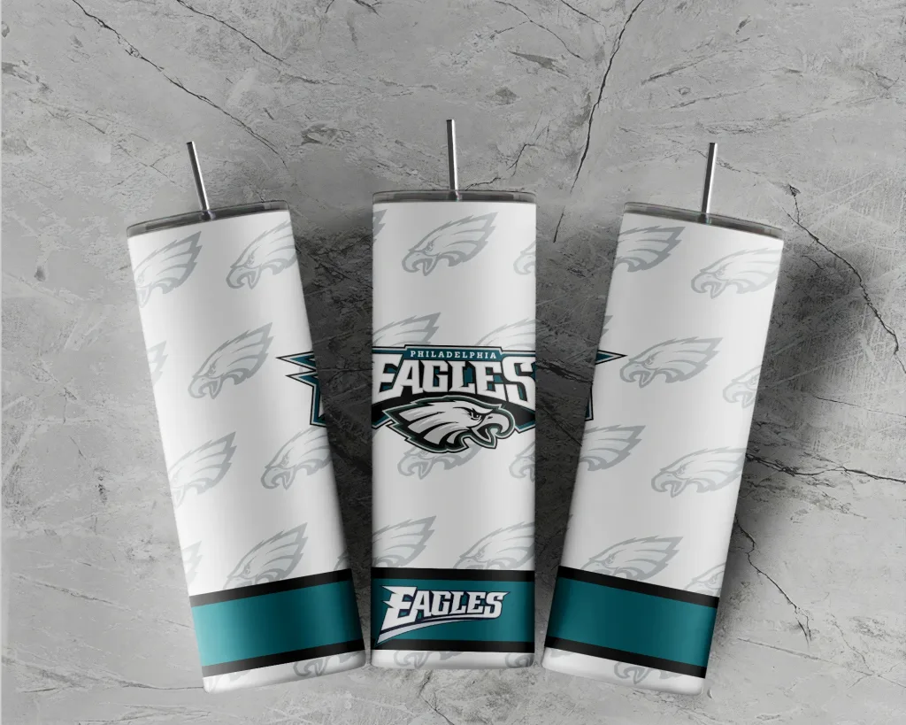 Free Philadelphia Eagles 20 oz Tumbler Design Football Team (NFL) Straight / Tapered Tumbler Design Template for Sublimation - Full Tumbler Wrap - PNG