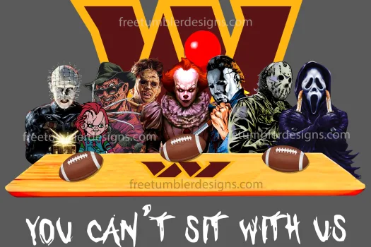 Horror Movies You Can’t Sit With Us Washington Commanders PNG, NFL Football team Washington Commanders Halloween PNG Designs